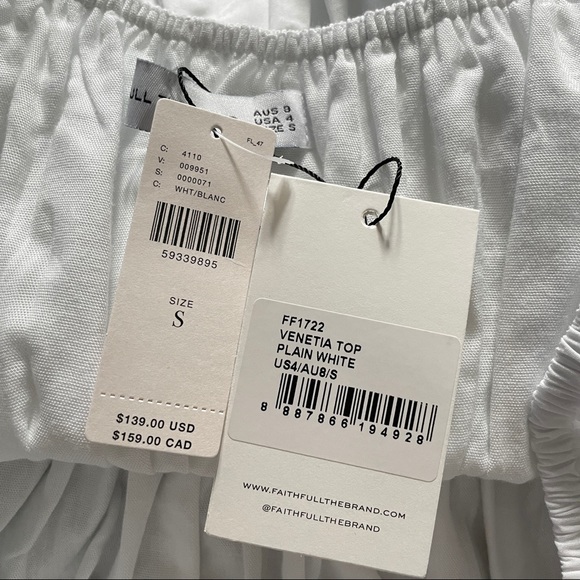 NWT Faithfull Venetia Puff Sleeve Top White Size S - Picture 10 of 10